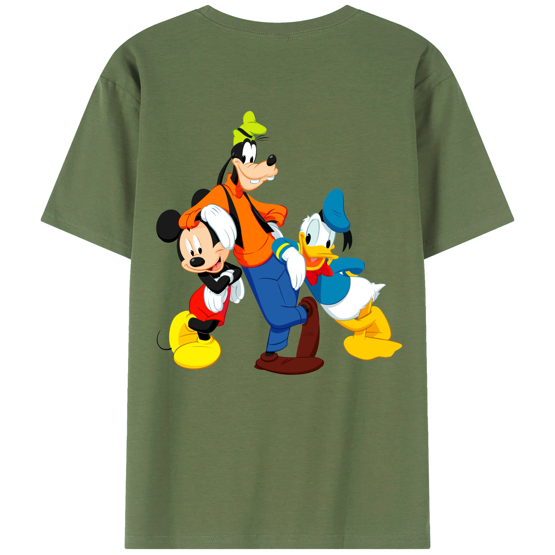 ミッキーマウス Mickey Mouse 綿100％ メンズ半袖Tシャツ（バックプリント） 通気性